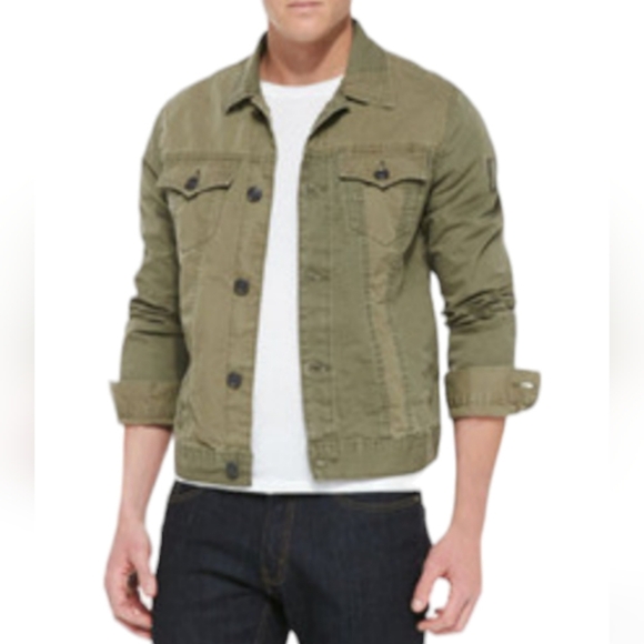 True Religion Jimmy Military Green Y2K Button Down Long Sleeve Jacket Size M - Picture 3 of 15